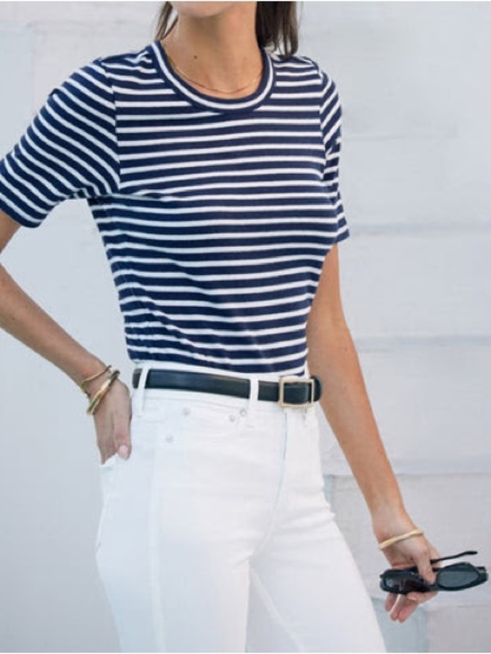AYR Tops - AYR The Matinee Tee in City Sky Stripe Size Small